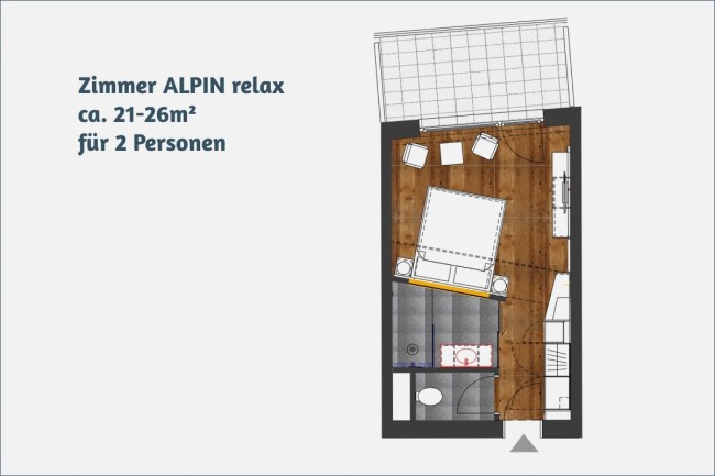 Zimmer ALPIN relax ca. 21-26m² für 2 Personen